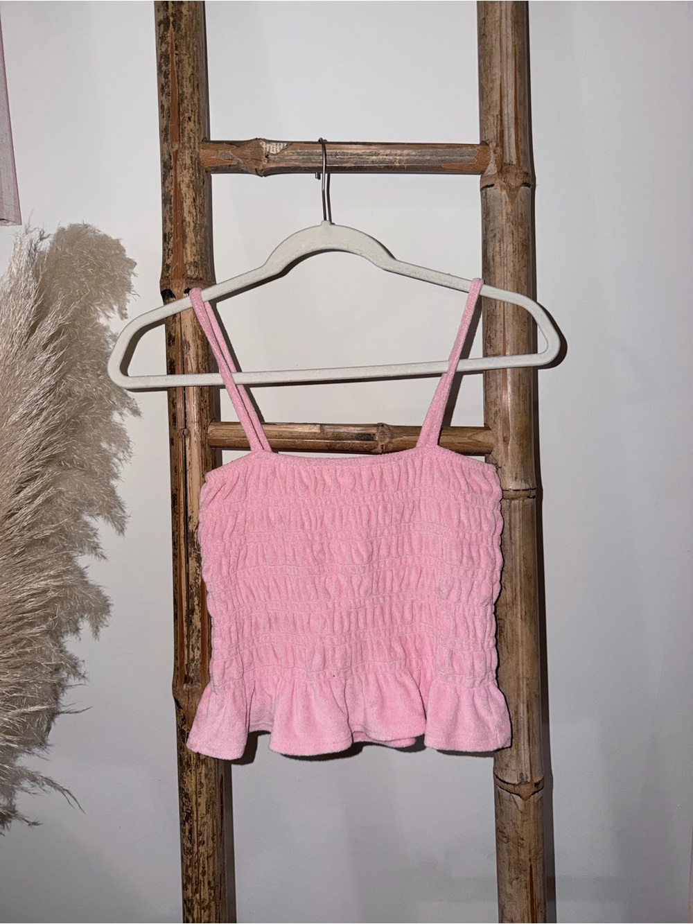 Zara Pink Smocked Ruffle Cami Top